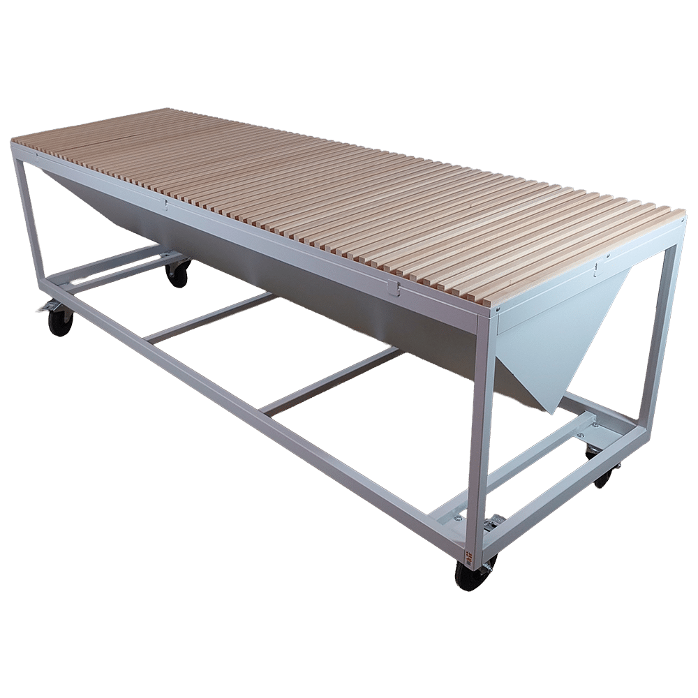 Udsugningsbord på hjul - skrå hvid