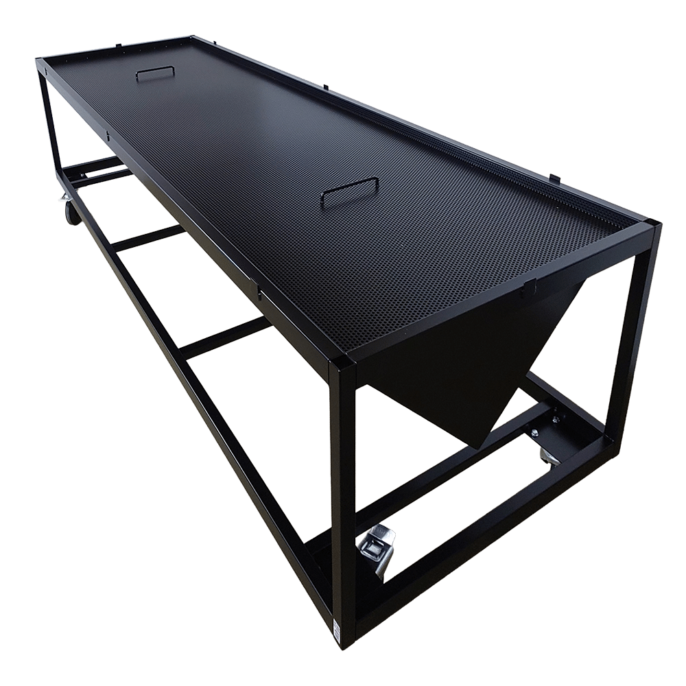 Udsugningsbord på hjul - skrå ude bordplade