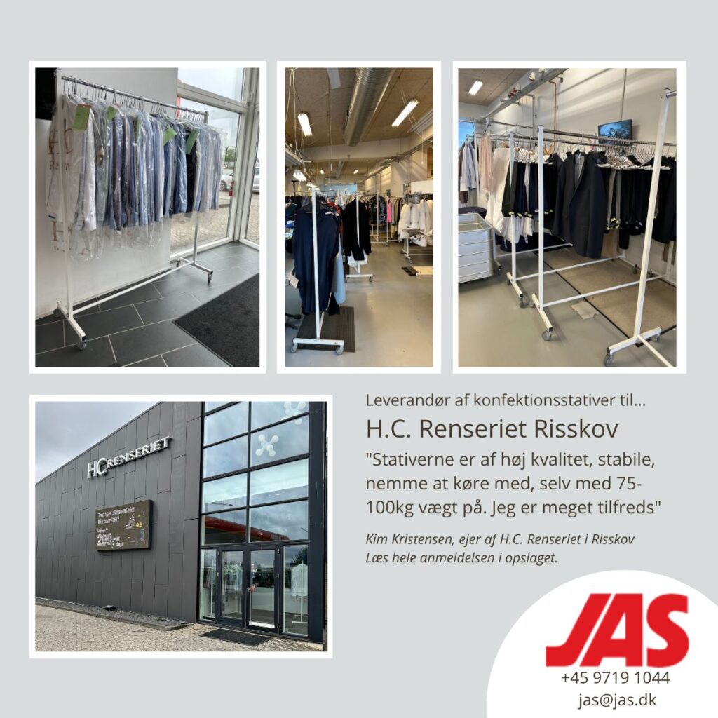 Kim Kristensen, ejer af H.C. Renseriet i Risskov og Horsens, har siden 2006 købt konfektionsstativer hos JAS.