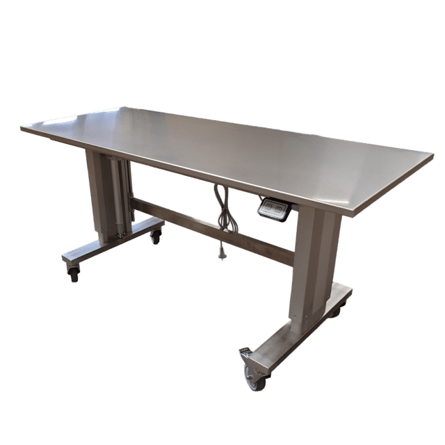 Rustfrit hæve sænkebord på hjul - hovedbillede