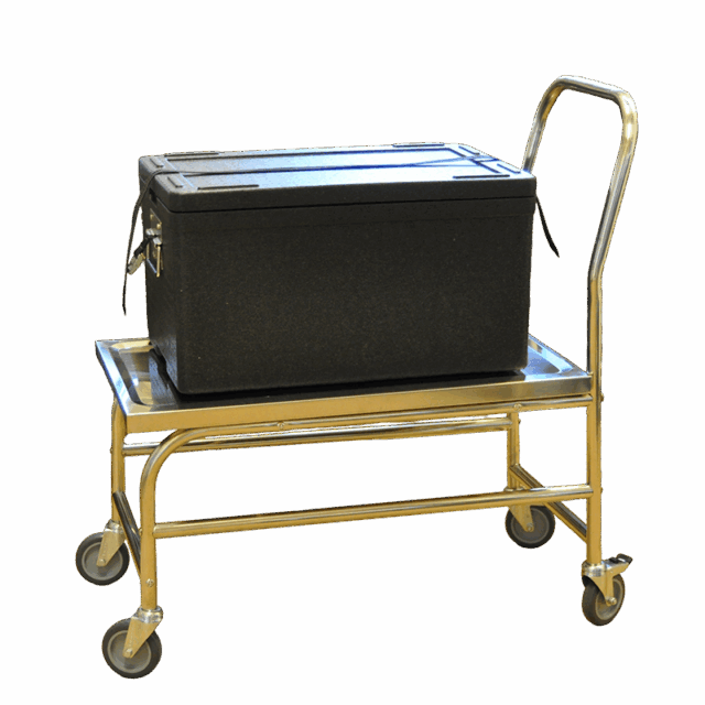 rustfrit rullebord med skubbebøjle - 600x400mm