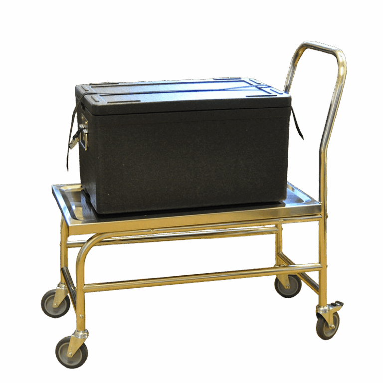 rustfrit rullebord med skubbebøjle - 600x400mm