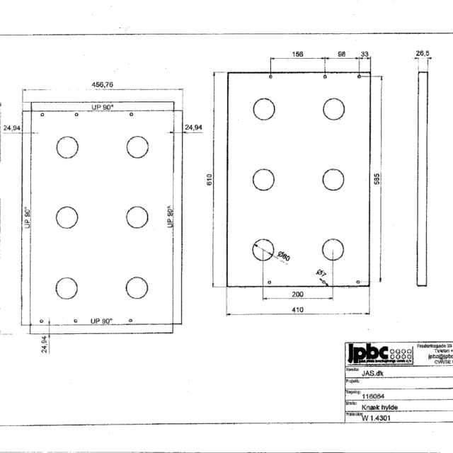 Knöchelablage aus rostfreiem Stahl 1,5 mm lasergeschnitten