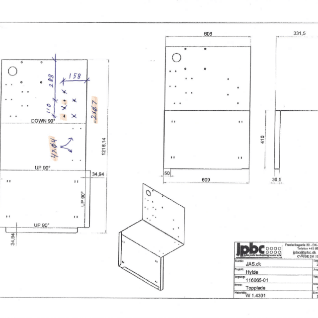 Abdeckplatte Edelstahl 1,5 mm (besteht aus 2 Teilen)