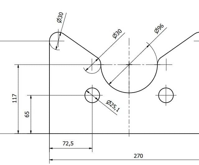 Cut bracket plate in 10mm