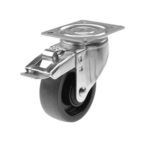 Hjul Ø100 m/brems og monteringsplade