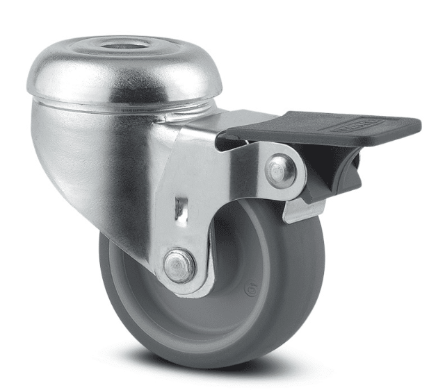 Tente hjul Ø50 m/brems 2475PI050P30-11 centermonteret