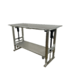 Stainless steel height adjustable table (main image, oblique front view)