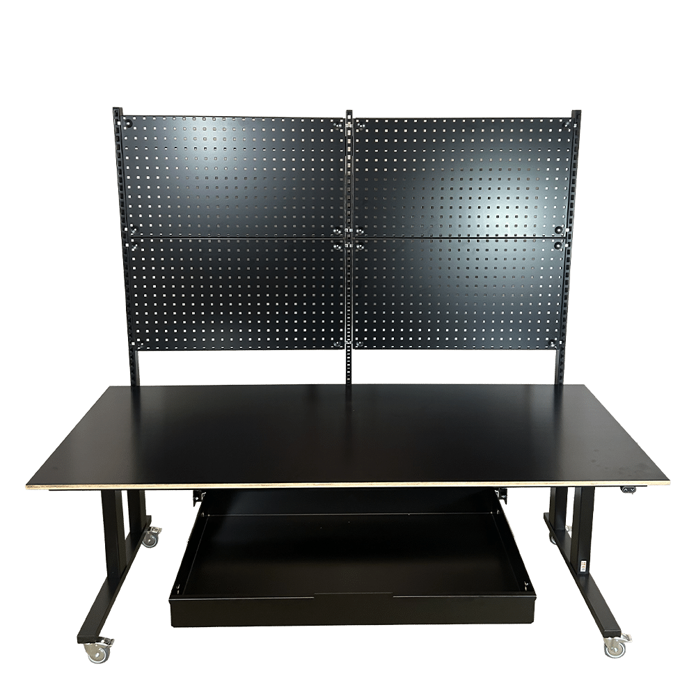 Hæve sænkebord med skuffe - Duo-Let 3070 (forfra skuffe ude)