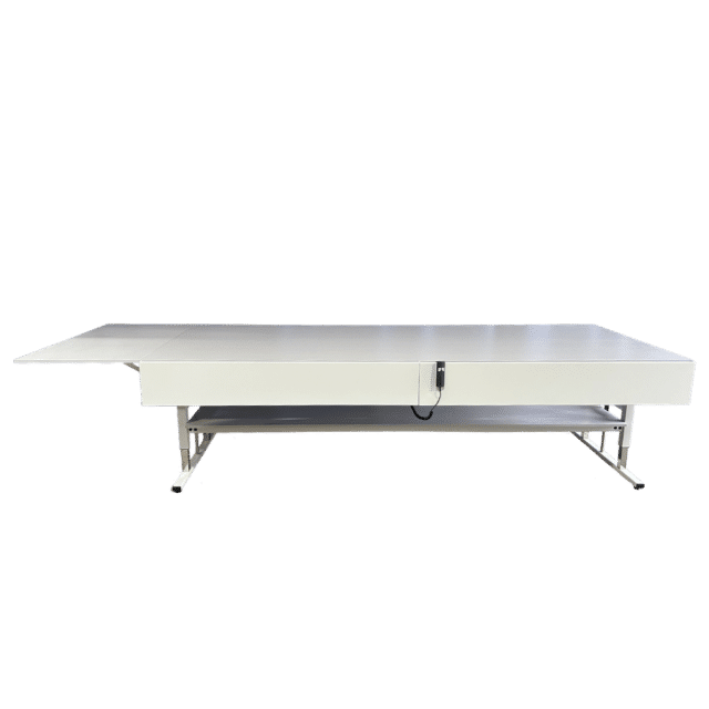 Textile table with raising and lowering function